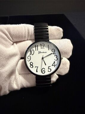 Geneva Black & White Easy-Read Analog Watch
